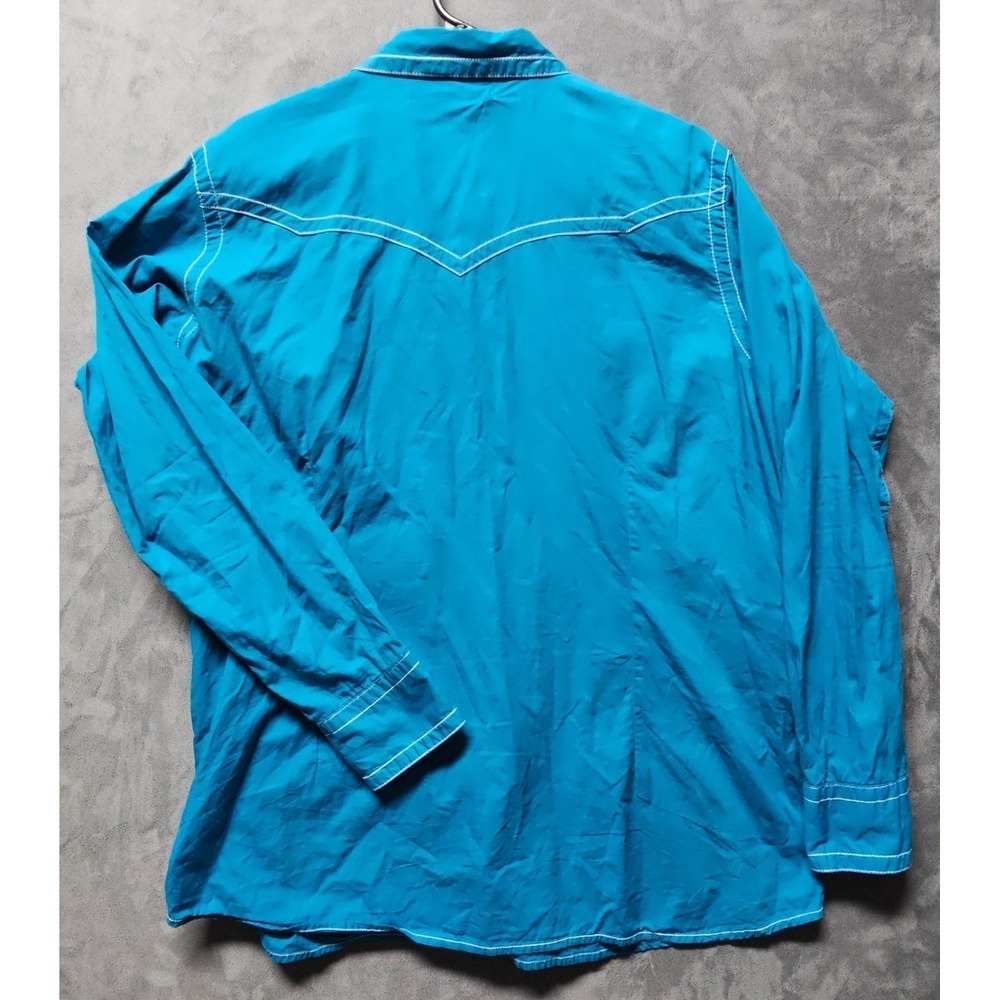 Ariat Womens XXL Turquoise Blue Western Pearl Snap Long Sleeve Cotton Shirt - Picture 4 of 9